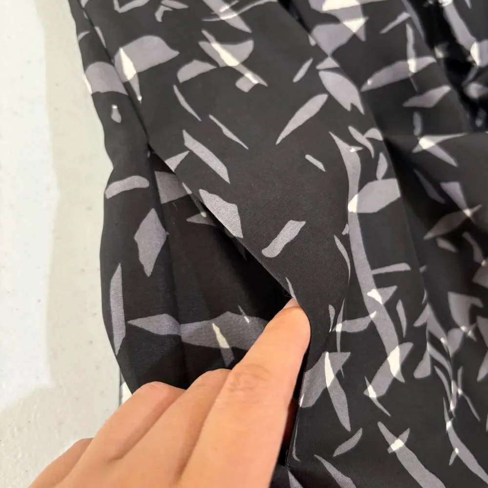 Kate Spade Nelli 100% Silk Fit Flare Dress sz 2 Black Gray Abstract Print Career